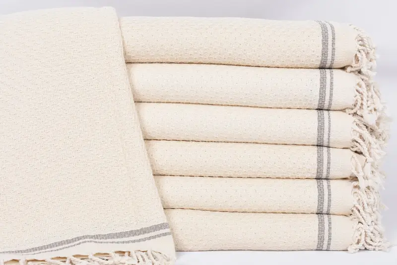 Customized Turkish Bath Towel, Brown Striped Organic Cotton, 67x36 Inches