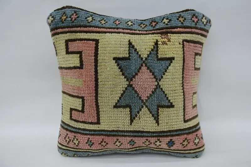 Pillow, 12x12 Beige Cushion Cover, Square Throw Pillow, Vintage Kilim Throw Pillow, Farmhouse Pillow Sham, Vintage Pillow, Throw Kilim Pillow - 1