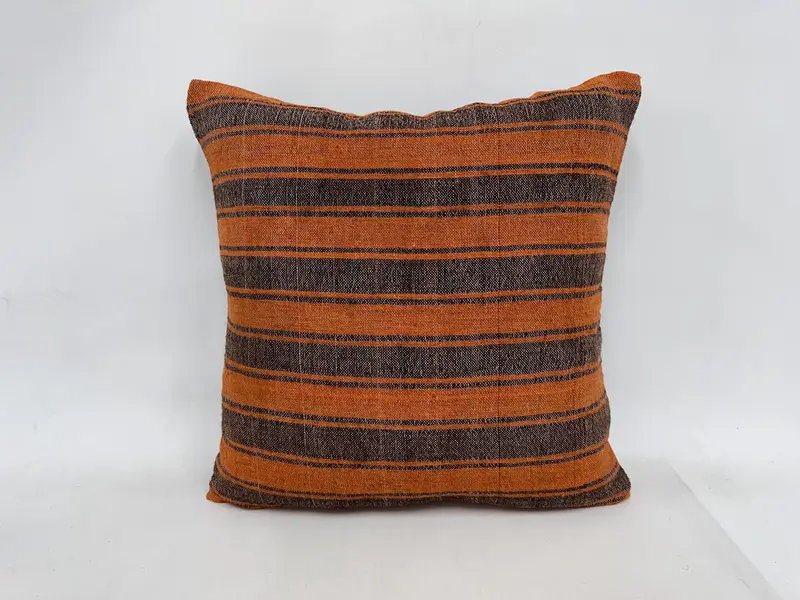 Sofa Pillow Cover, Handmade Kilim Cushion, Turkish Pillow, Pillow Case, Tapestry Cushion, 24x24 Orange Cushion Cover, Pillow for Sofa - 1