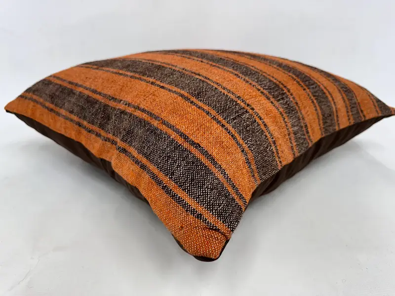 Sofa Pillow Cover, Handmade Kilim Cushion, Turkish Pillow, Pillow Case, Tapestry Cushion, 24x24 Orange Cushion Cover, Pillow for Sofa - 6