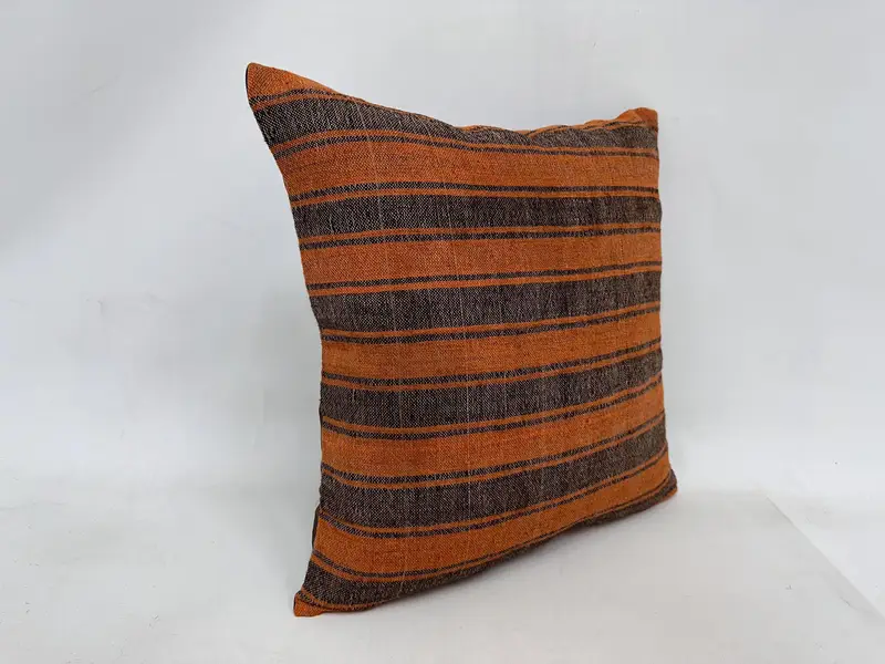 Sofa Pillow Cover, Handmade Kilim Cushion, Turkish Pillow, Pillow Case, Tapestry Cushion, 24x24 Orange Cushion Cover, Pillow for Sofa - 3