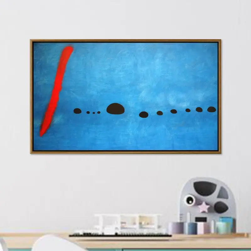 Modern Abstract Canvas: Trendy Blue & Red Minimal Art Print