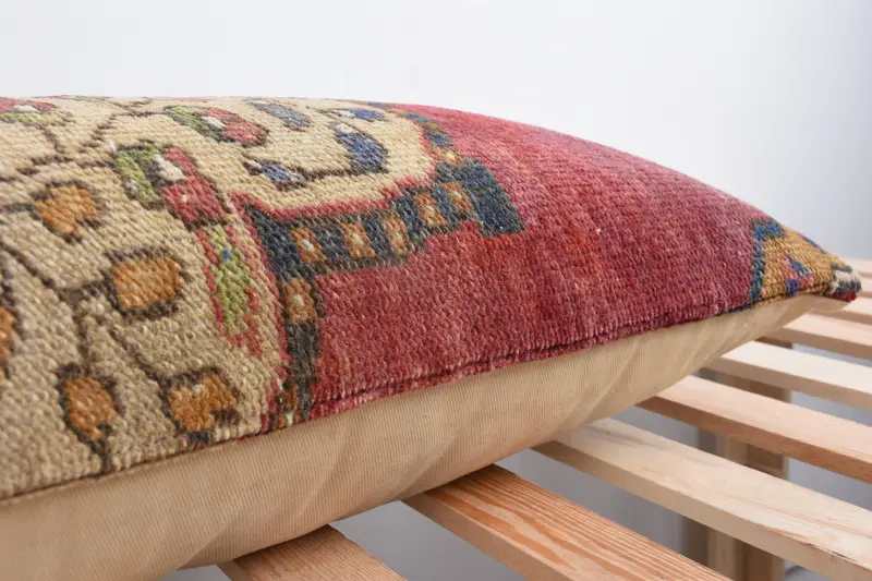 Handmade Kilim Cushion, Cushion Cover, Throw Kilim Pillow, 12x48 Red Cushion Cover, Turkish Kilim Pillow, Retro Throw Cushion Case - 7