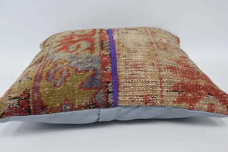 Kilim Pillow Cover, Pillow for Sofa, Vintage Cushion, Pattern Throw Pillow Case, 16x16 Yellow Cushion Case, Vintage Kilim Pillow, Pillow Sham - 5