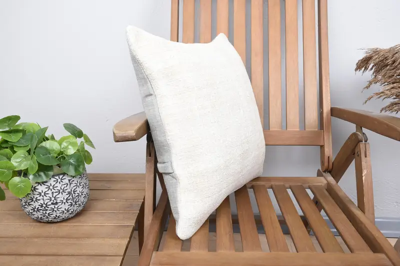 Throw Kilim Pillow, 18x18 Beige Cushion Cover, Pillow Case, Pet Cushion Cover, Gift Pillow, Handwoven Pillow Sham, Vintage Kilim Pillow - 2