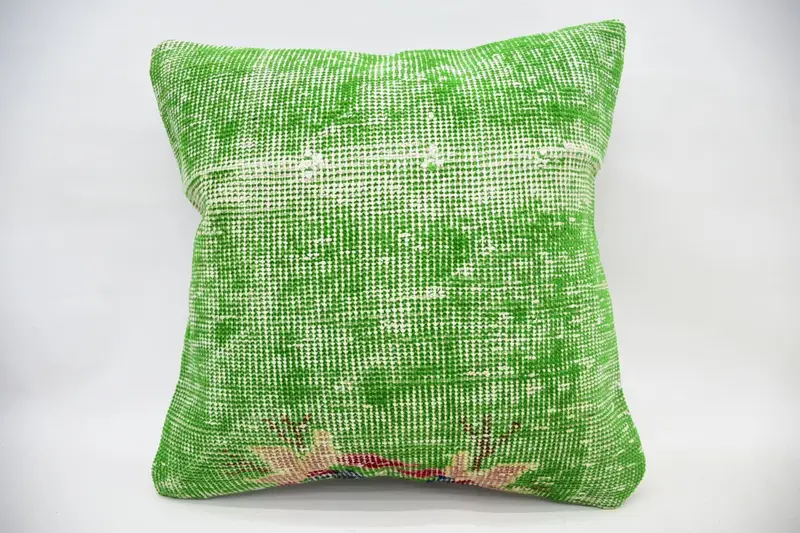 18x18 Green Pillow, Shabby Chic Cushion Case, Antique Pillows, Gift Pillow, Outdoor Cushion, Cushion Cover, Car Cushion, Vintage Pillow - 1