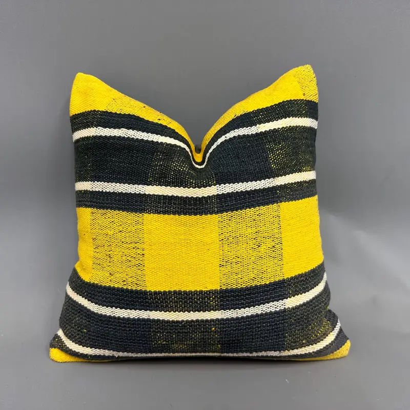 Pillow for Sofa, 18x18 Yellow Pillow Cover, Cushion, Vintage Kilim Throw Pillow, One Of A Kind Pillow, Interior Designer Pillow, Chair Pillow - 1