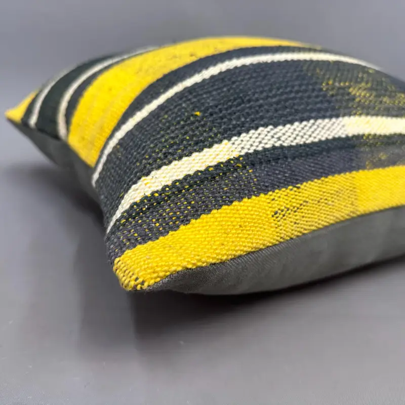 Pillow for Sofa, 18x18 Yellow Pillow Cover, Cushion, Vintage Kilim Throw Pillow, One Of A Kind Pillow, Interior Designer Pillow, Chair Pillow - 6