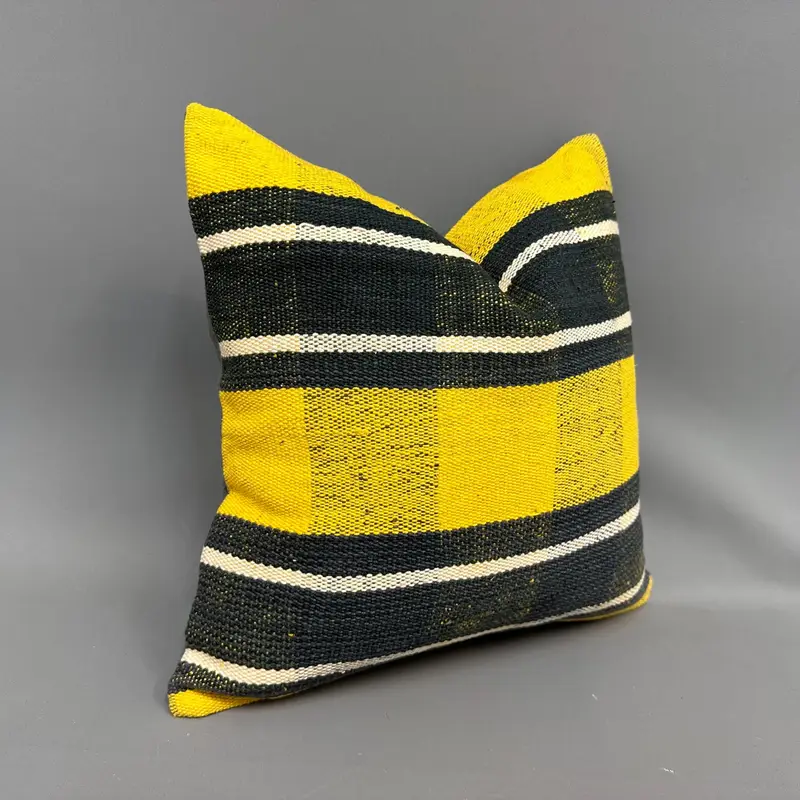 Pillow for Sofa, 18x18 Yellow Pillow Cover, Cushion, Vintage Kilim Throw Pillow, One Of A Kind Pillow, Interior Designer Pillow, Chair Pillow - 2