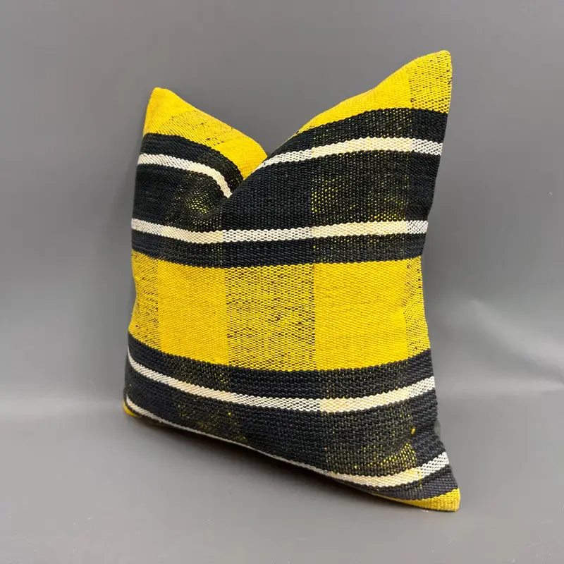 Pillow for Sofa, 18x18 Yellow Pillow Cover, Cushion, Vintage Kilim Throw Pillow, One Of A Kind Pillow, Interior Designer Pillow, Chair Pillow - 3