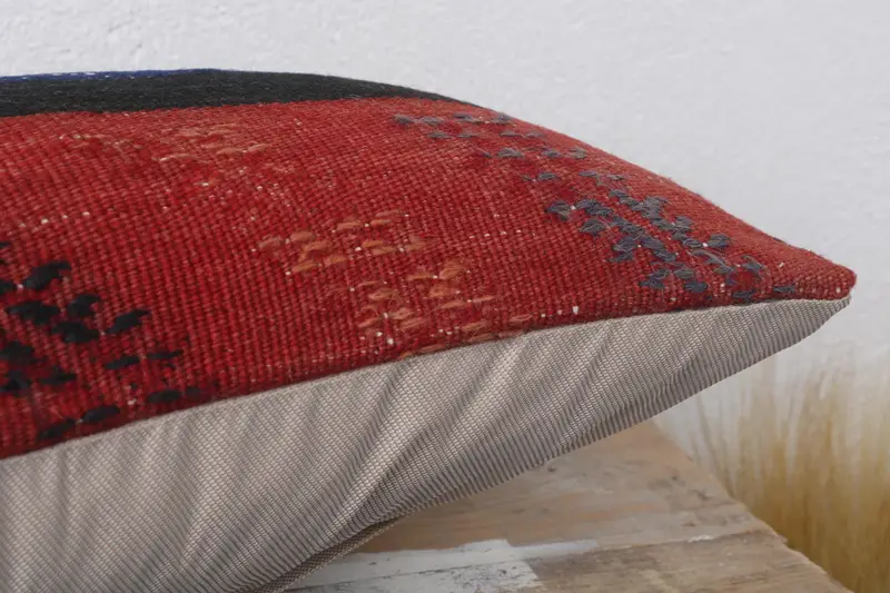 Aesthetic Pillow Cover, Cushion Case, Vintage Kilim Pillow, Bright Pillow Case, 12x20 Blue Pillow Cover, Throw Kilim Pillow, Turkish Kilim Pillow - 6
