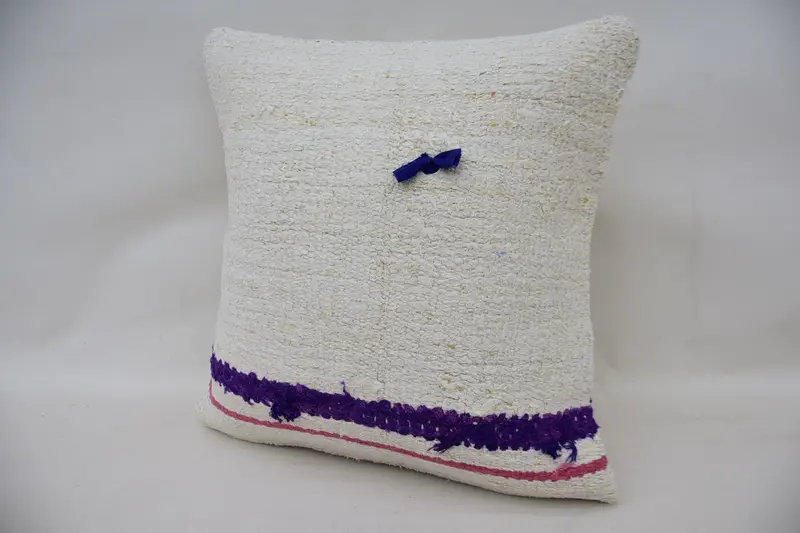 Toss Cushion Cover, Home Decor Pillow, Turkish Pillow, 16x16 White Pillow Case, Kilim Rug Pillow Cover, Handmade Kilim Cushion, Cushion - 3
