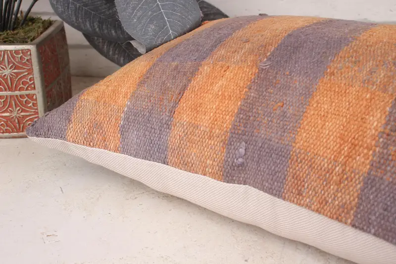 12x20 Orange Cushion Cover, Turkish Pillow, Pillow, Outdoor Throw Pillow Case, Vintage Pillow, Boho Pillow, Handmade Rug Seat Pillow - 6