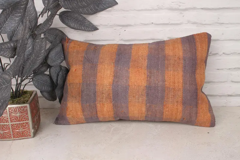 12x20 Orange Cushion Cover, Turkish Pillow, Pillow, Outdoor Throw Pillow Case, Vintage Pillow, Boho Pillow, Handmade Rug Seat Pillow - 1
