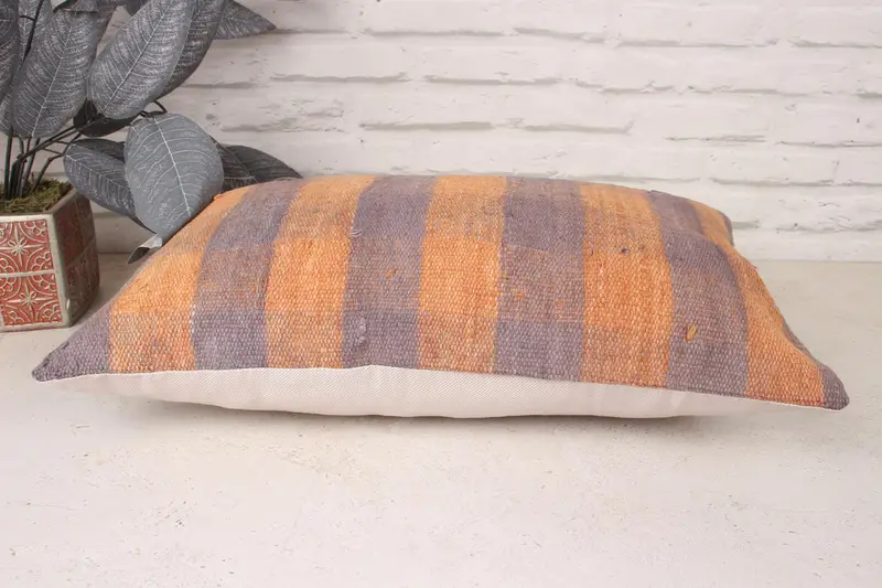 12x20 Orange Cushion Cover, Turkish Pillow, Pillow, Outdoor Throw Pillow Case, Vintage Pillow, Boho Pillow, Handmade Rug Seat Pillow - 5