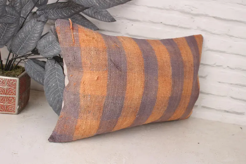 12x20 Orange Cushion Cover, Turkish Pillow, Pillow, Outdoor Throw Pillow Case, Vintage Pillow, Boho Pillow, Handmade Rug Seat Pillow - 3