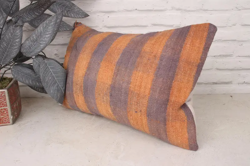 12x20 Orange Cushion Cover, Turkish Pillow, Pillow, Outdoor Throw Pillow Case, Vintage Pillow, Boho Pillow, Handmade Rug Seat Pillow - 4
