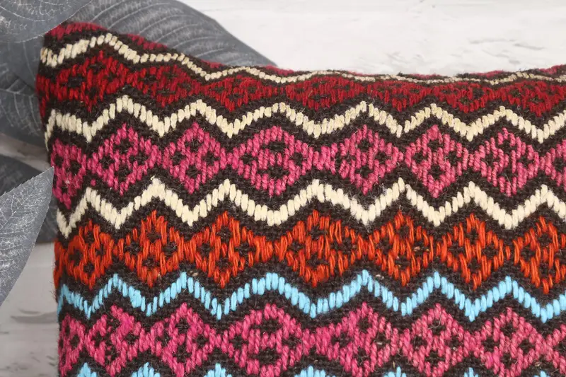 Square Throw Pillow, Kilim Cushion Sham, Turkish Kilim Pillow, Turkish Pillow, Pillow Case, 16x16 Red Pillow Cover, Decorative Bolster Cushion Case - 2