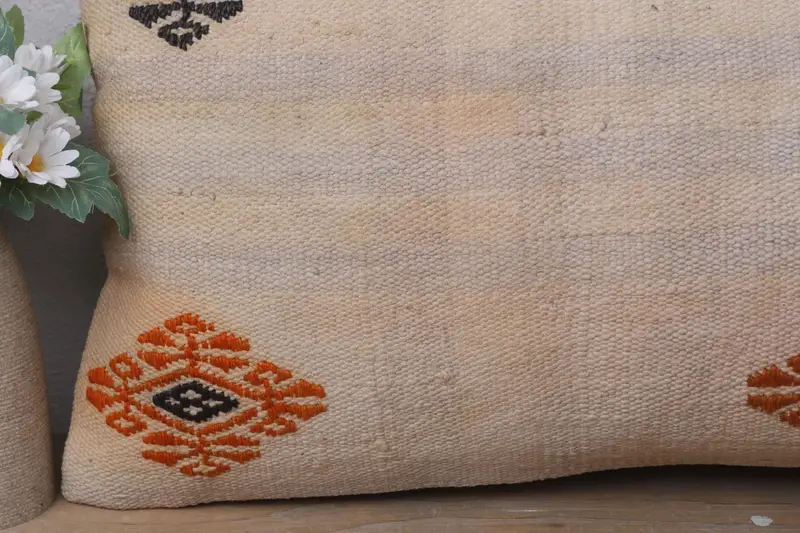 12x24 Beige Cushion Case, Boho Pillow Sham Cover, Vintage Kilim Throw Pillow, Vintage Kilim Pillow, Pillow, Farmhouse Pillow Cover - 3