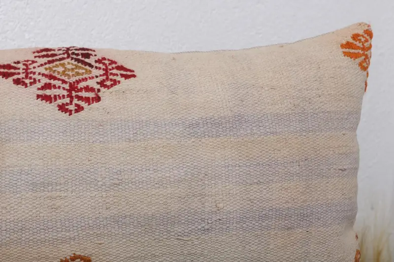 12x24 Beige Cushion Case, Boho Pillow Sham Cover, Vintage Kilim Throw Pillow, Vintage Kilim Pillow, Pillow, Farmhouse Pillow Cover - 5