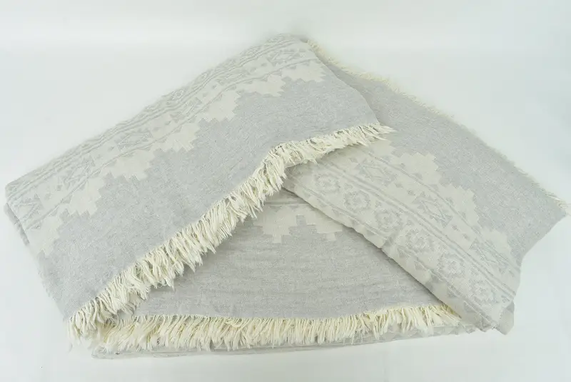 Beach Theme Wedding Gift, 92x80 Cotton Kilim Towel, Throw Blanket, Housewarming Gift, Personalized Gifts, Quenn Bedspread, Turkish Cotton Blanket - 7