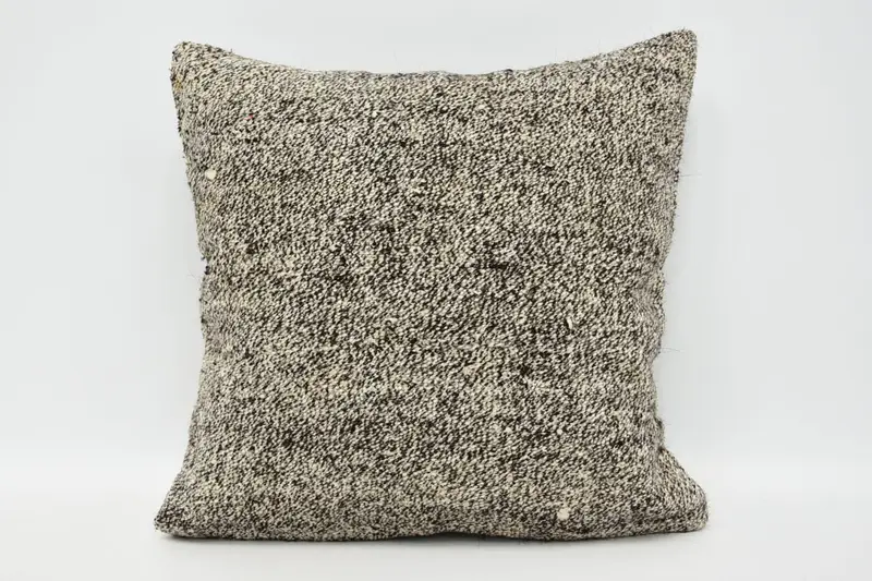 Vintage Antique Brown Pillow Cover, 16x16 inch Plaid Wool Pillow Sham - 1