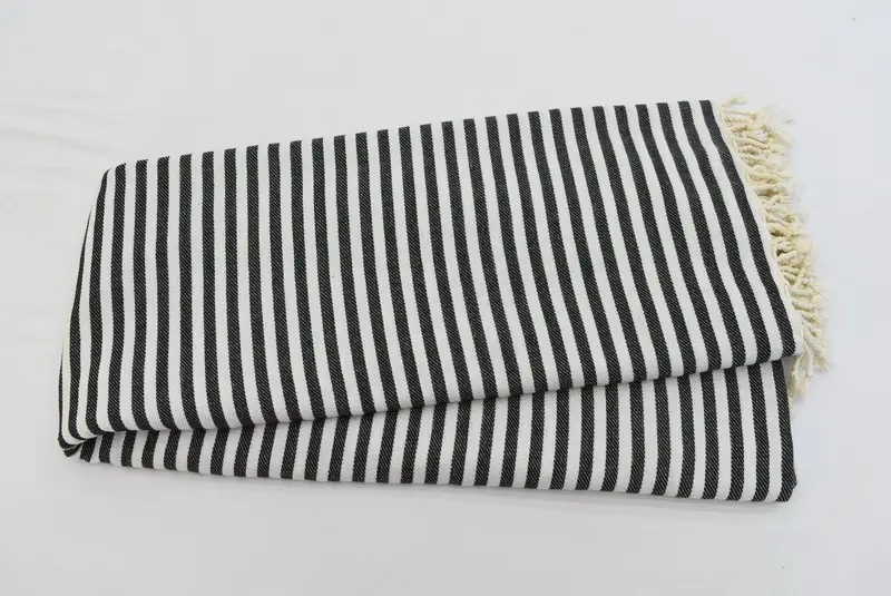 Monogram Blanket, Organic Throw, Tablecloth, Personalized Gifts, Custom Beach Blanket, Halloween Bachelorette Party, 104x76 Cotton Striped Towel - 3