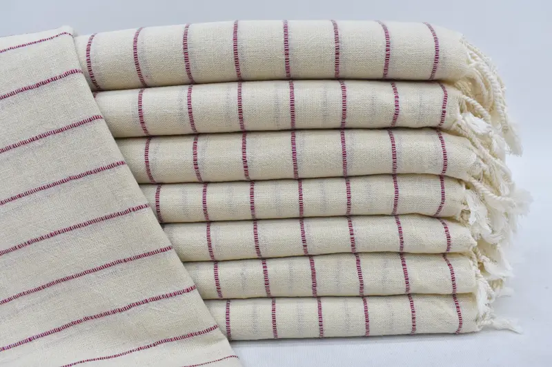 Wedding Gifts Towel Organic Cotton Fuchsia Striped, 63x38 Inches