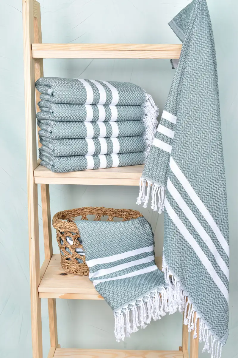 Embroidered Towel, Wedding Towel, Quick-dry peshtemal, Bachelorette Party Favor, Housewarming Gift, Bachelorette Gifts, 70x40 Cotton Striped Towel - 3
