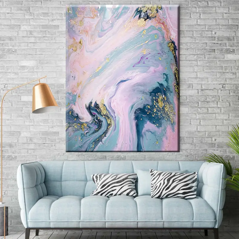 Marble Wall Art, Pink and Gold Glitter, Wall Art Canvas, Large Canvas Prints, Abstract Art, Marble Pink Wall Art, Wall Art Living Room - 6