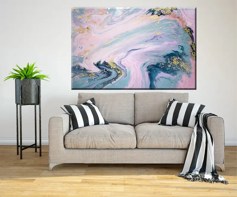 Marble Wall Art, Pink and Gold Glitter, Wall Art Canvas, Large Canvas Prints, Abstract Art, Marble Pink Wall Art, Wall Art Living Room - 5