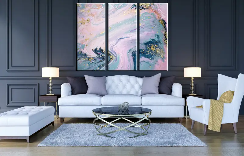 Marble Wall Art, Pink and Gold Glitter, Wall Art Canvas, Large Canvas Prints, Abstract Art, Marble Pink Wall Art, Wall Art Living Room - 7