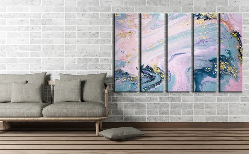 Marble Wall Art, Pink and Gold Glitter, Wall Art Canvas, Large Canvas Prints, Abstract Art, Marble Pink Wall Art, Wall Art Living Room - 2