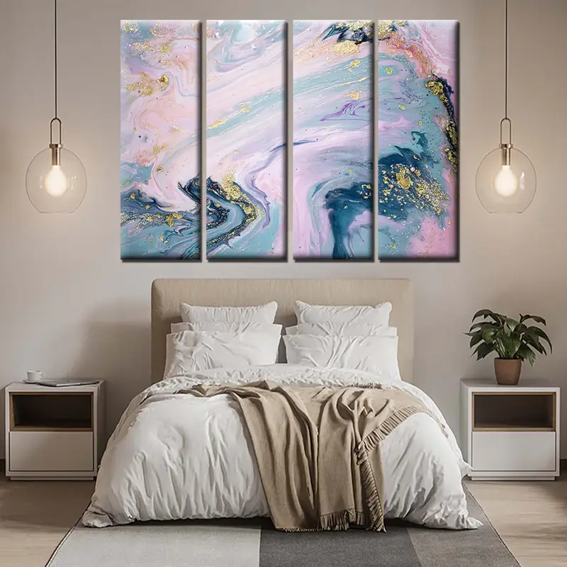 Marble Wall Art, Pink and Gold Glitter, Wall Art Canvas, Large Canvas Prints, Abstract Art, Marble Pink Wall Art, Wall Art Living Room - 1