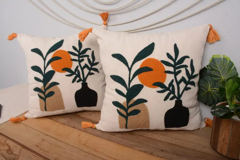 Almohada de tiro del suroeste hecha a mano, cojín bordado vintage