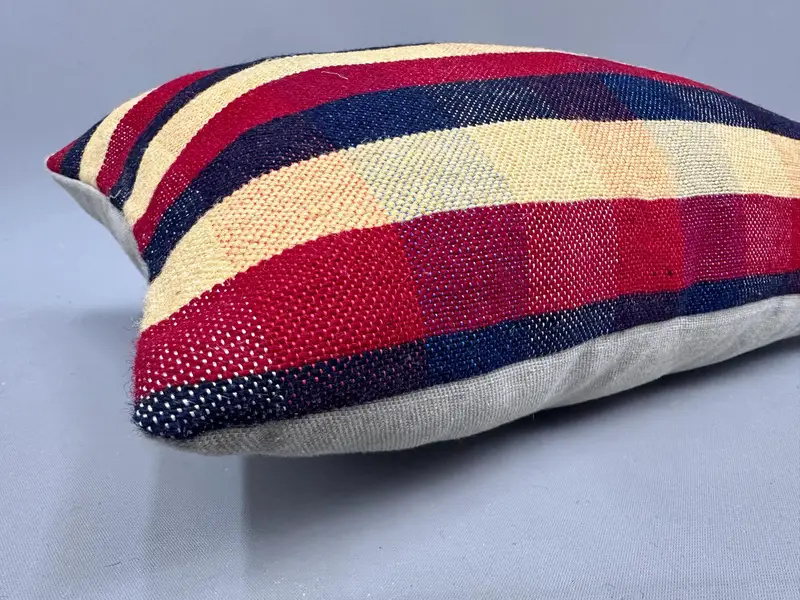 Ethnic Throw Cushion, Turkish Kilim Pillow, Pillow Sham, 12x20 Red Cushion Case, Pastel Cushion Cover, Handmade Kilim Cushion, Antique Pillows - 6
