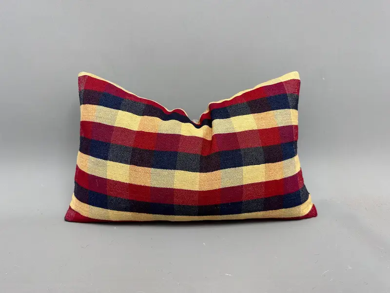 Ethnic Throw Cushion, Turkish Kilim Pillow, Pillow Sham, 12x20 Red Cushion Case, Pastel Cushion Cover, Handmade Kilim Cushion, Antique Pillows - 1