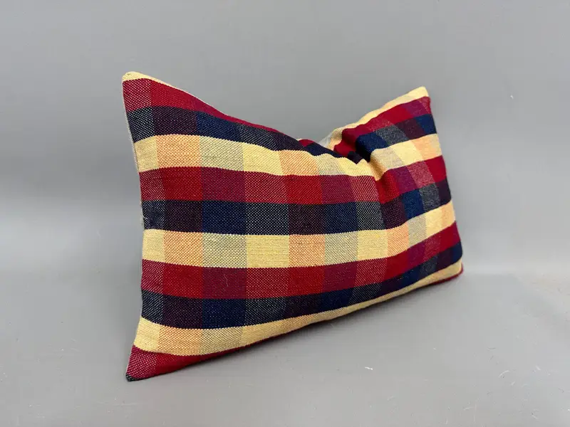 Ethnic Throw Cushion, Turkish Kilim Pillow, Pillow Sham, 12x20 Red Cushion Case, Pastel Cushion Cover, Handmade Kilim Cushion, Antique Pillows - 2