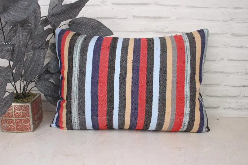 Kilim Cushion Sham, Pillow Case, Kilim Pillow Cover, Boho Pillow Sham Cover, Armchair Pillow Cover, 16x24 Blue Pillow Case - 1