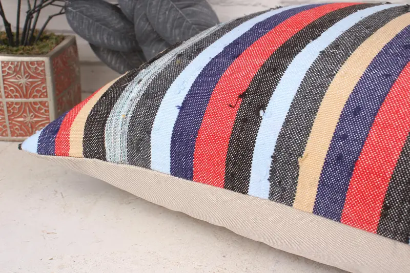 Kilim Cushion Sham, Pillow Case, Kilim Pillow Cover, Boho Pillow Sham Cover, Armchair Pillow Cover, 16x24 Blue Pillow Case - 6
