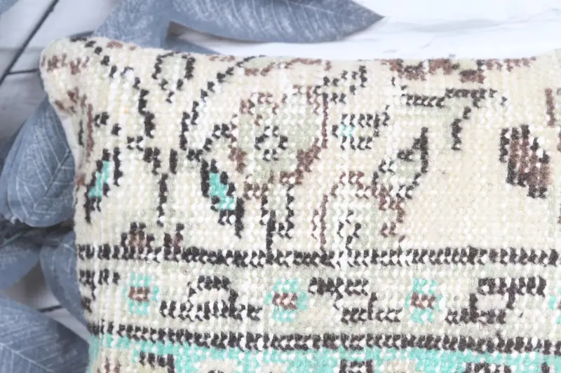 Pillow Case, Turkish Kilim Pillow, Handmade Pillow, Pillow for Sofa, Vintage Kilim Throw Pillow, Bench Cushion, 12x12 Beige Pillow Case - 2