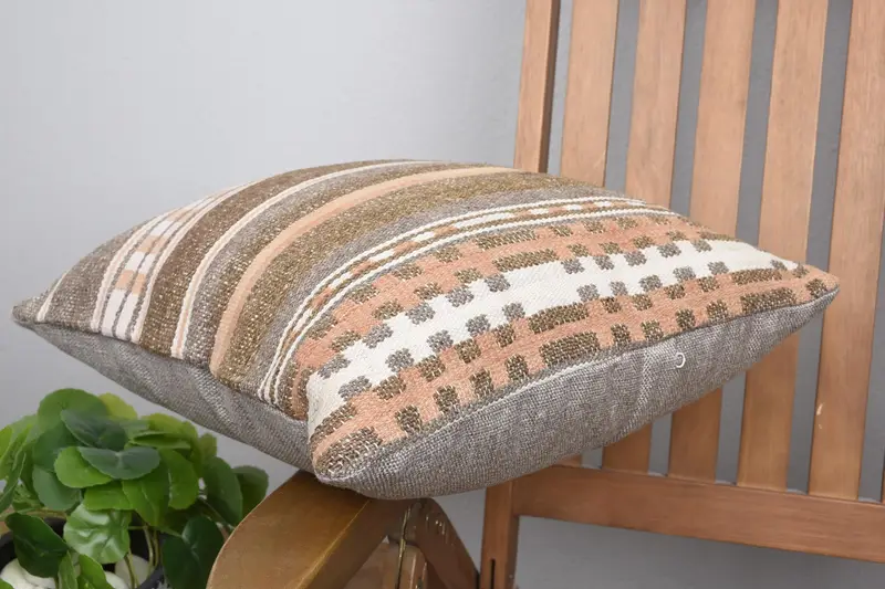 Kilim Cushion Sham, Personalized Gift Pillow Pillow Sham, Throw Kilim Pillow, 16x16 Brown Pillow Cover, Pillow Sham, Pillow for Sofa - 6