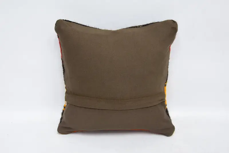 Accent Throw Cushion, 12x12 Brown Cushion, Ethnical Kilim Rug Pillow, Throw Kilim Pillow, Pillow Sham, Natural Pillow Sham, Vintage Kilim Pillow - 6