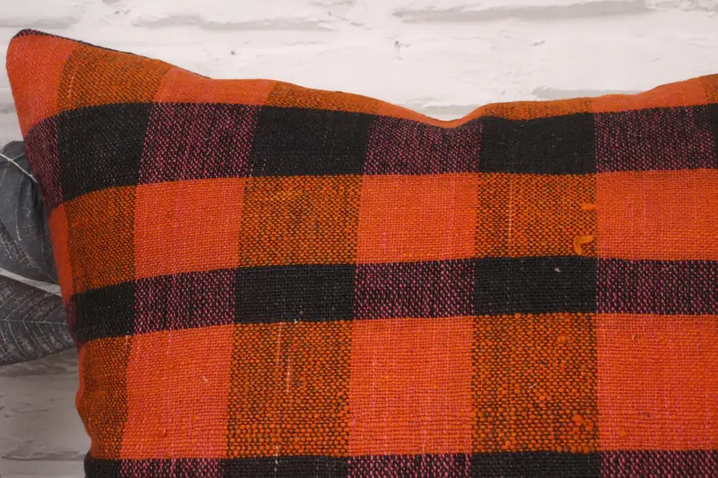 Pillow for Couch, Decorative Bolster Pillow Cover, 20x20 Orange Cushion Cover, Vintage Kilim Pillow, Cushion Case, Kilim Pillow Cover - 2