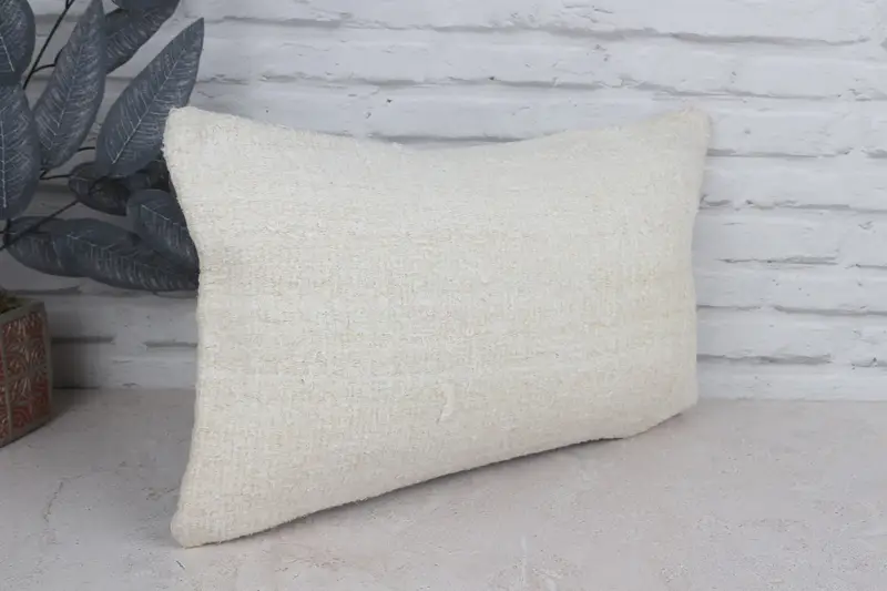 Aztec Cushion Case, Boho Pillow Sham Cover, Home Decor Pillow, Kilim Pillow Cover, Neutral Pillow Sham, Cushion, 12x20 White Cushion - 3