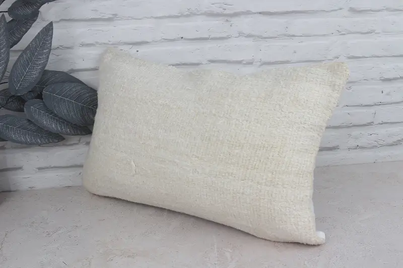 Aztec Cushion Case, Boho Pillow Sham Cover, Home Decor Pillow, Kilim Pillow Cover, Neutral Pillow Sham, Cushion, 12x20 White Cushion - 4