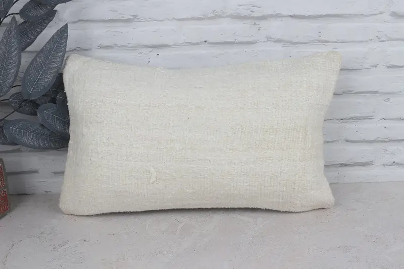 Aztec Cushion Case, Boho Pillow Sham Cover, Home Decor Pillow, Kilim Pillow Cover, Neutral Pillow Sham, Cushion, 12x20 White Cushion - 1