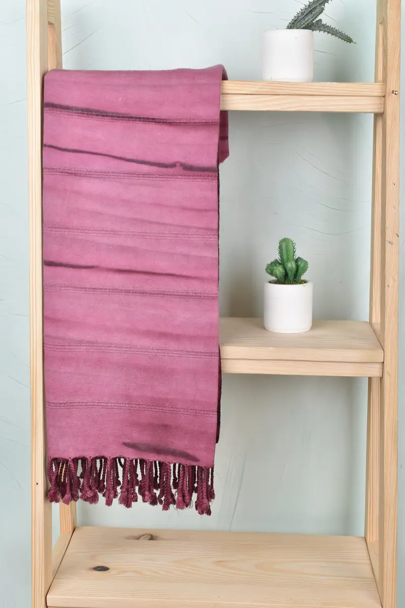 Striped Tie Dye Towel Organic Cotton, Dark Purple, 38x63 Inches