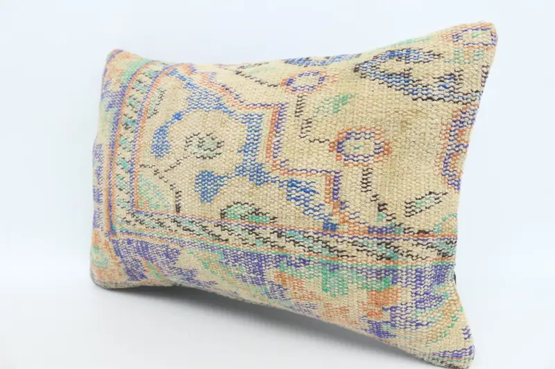 Vintage Kilim Pillow Cushion Case, Pillow, Home Decor Pillow, Kilim Pillow Cover, Kilim Cushion Sham, 16x24 Blue Pillow, Indoor Cushion - 4