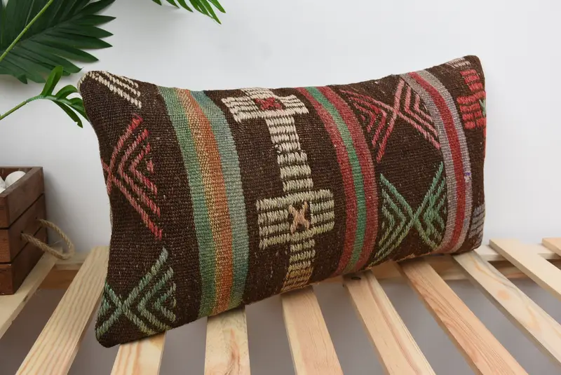 12x24 Brown Cushion Case, Pet Pillow Cover, Bohemian Cushion Cushion Case, Boho Pillow, Kilim Cushion Sham, Cushion Case, Kilim Pillow - 4